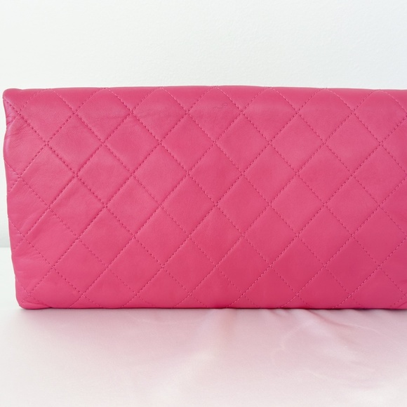 Chanel Pink Quilted Lambskin Fold Over Clutch - Picture 8 of 14